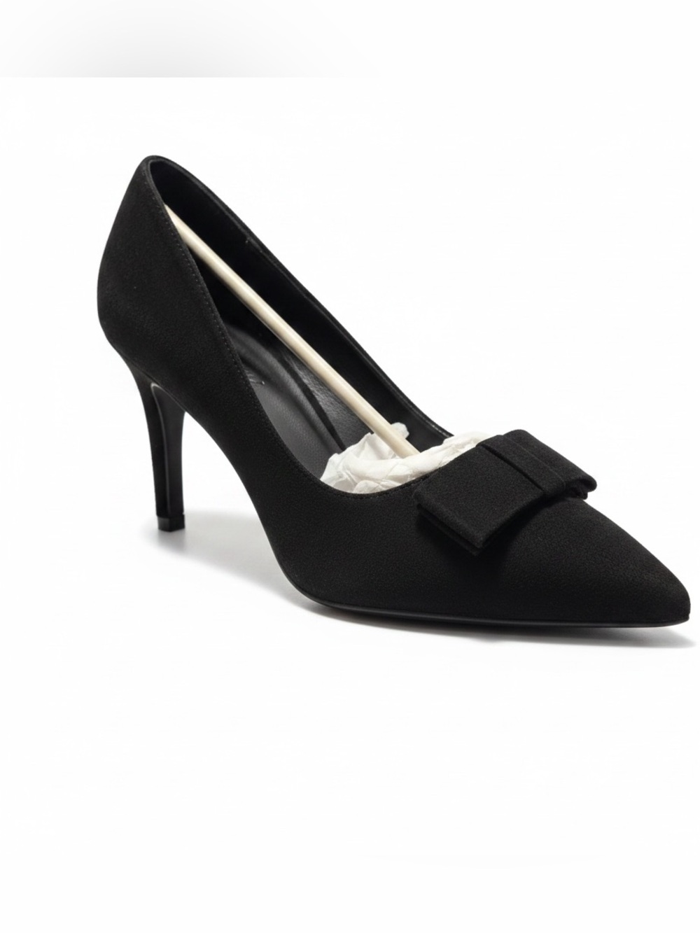 Classic Black Pointed Toe Bow Pumps - Women's Heels